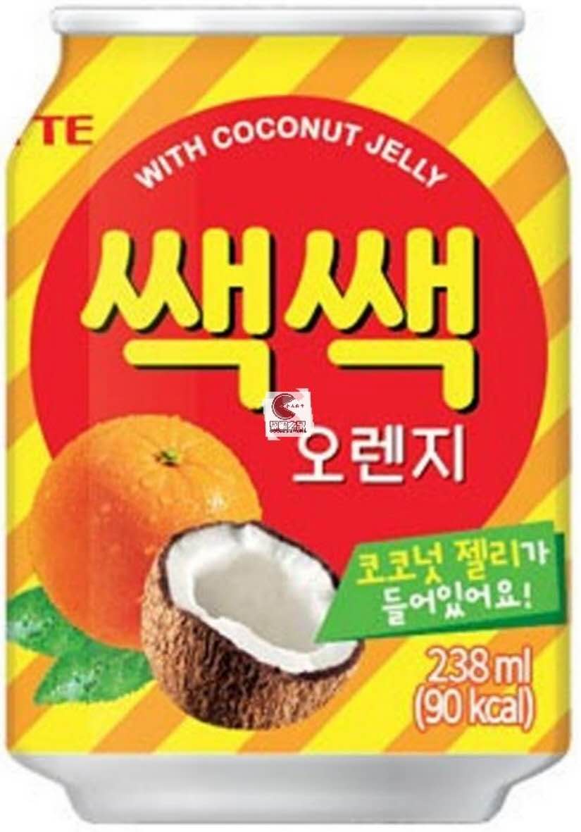 乐天 SAC SAC【香橙果汁 + 椰果】韩国进口 粒粒橙果肉橙汁 238ml