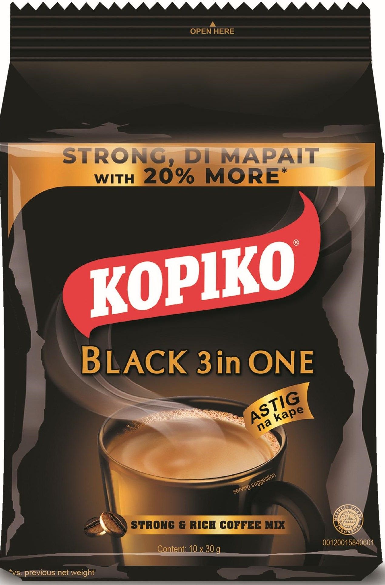 KOPIKO【三合一速溶咖啡】印尼进口 特浓提神即溶咖啡 (10袋装) 300g
