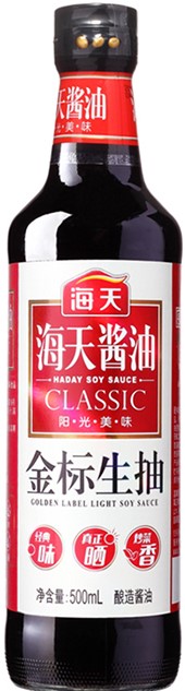 海天【金标生抽】经典味 特级酿造酱油 500ml
