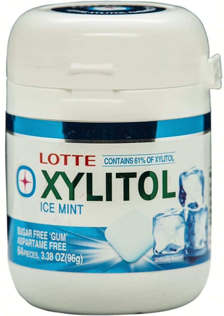 乐天【XYLITOL 口香糖 - Ice Mint 冰镇薄荷味】韩国进口 清新口气无糖口香糖 96g