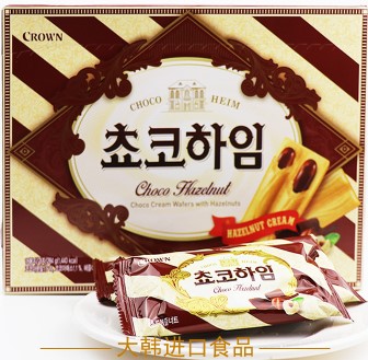 Crown Heim【榛子巧克力夹心威化饼】韩国进口 (大盒装 更划算) 284g