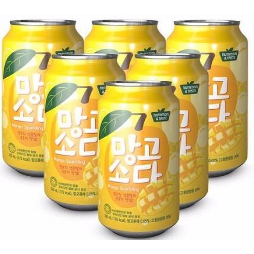 SAMJIN【芒果汁汽水】韩国进口 碳酸饮(6罐装) 6x350ml