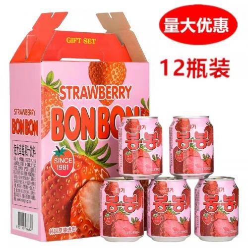海太【草莓汁】韩国进口 带草莓果肉 (1箱12罐) 12x238ml