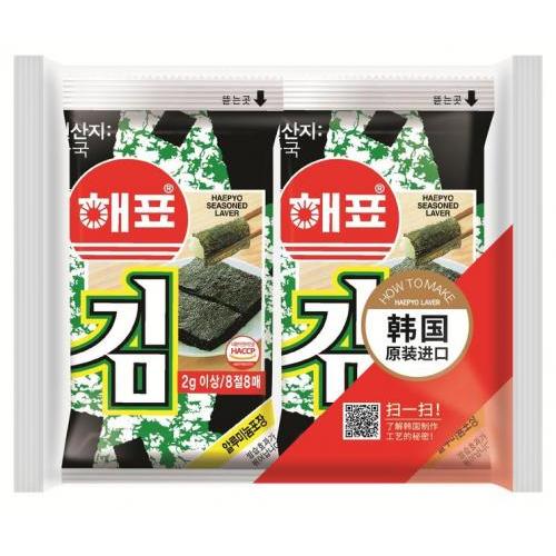 HAEPYO【即食海苔 - 原味】韩国海牌进口 (8袋装) 16g